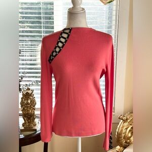 Radzoli Coral Long Sleeve Top with Black Detail